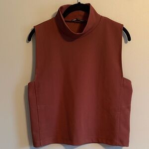 Zara High-Neck Sleeveless Top in Brown